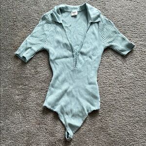 Abercrombie & Fitch Womens Ribbed Bodysuit in Soft Blue Size Small
